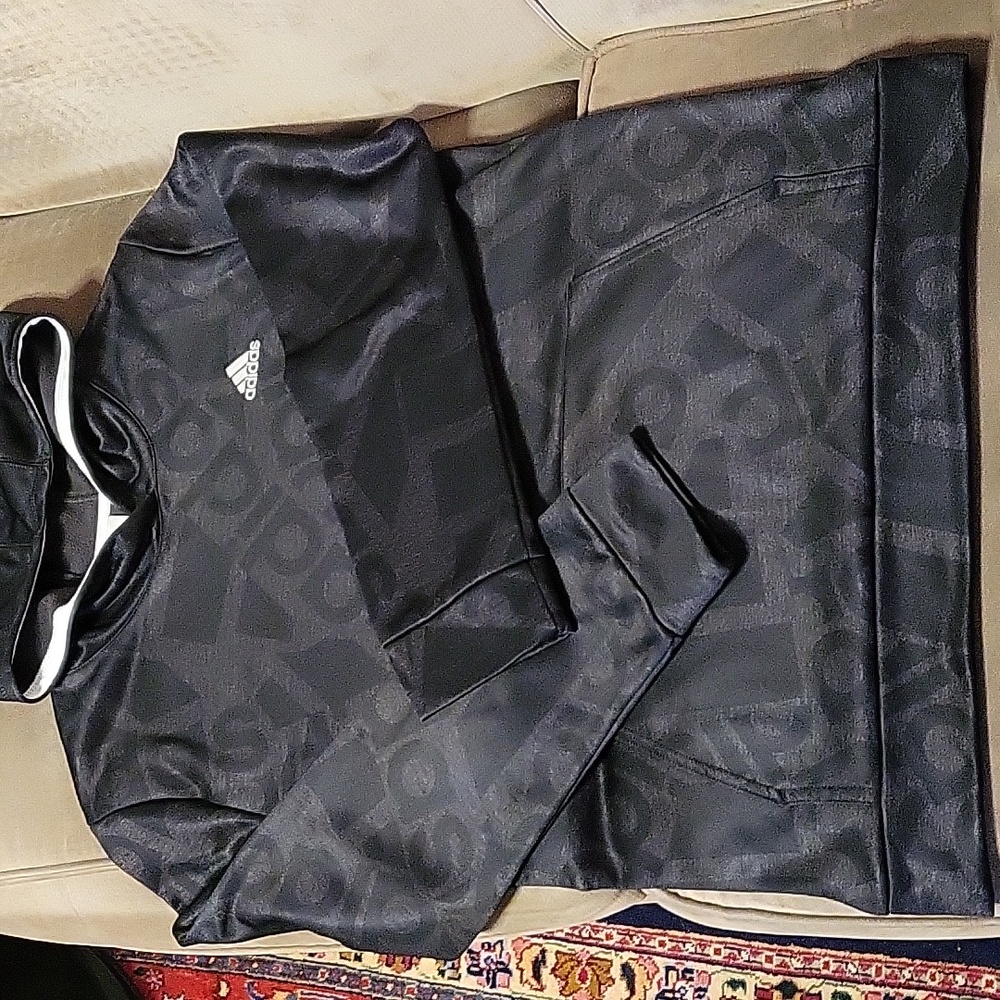 ADIDAS Boys Active Hoodie Logo Black Gray Size XL 18-20